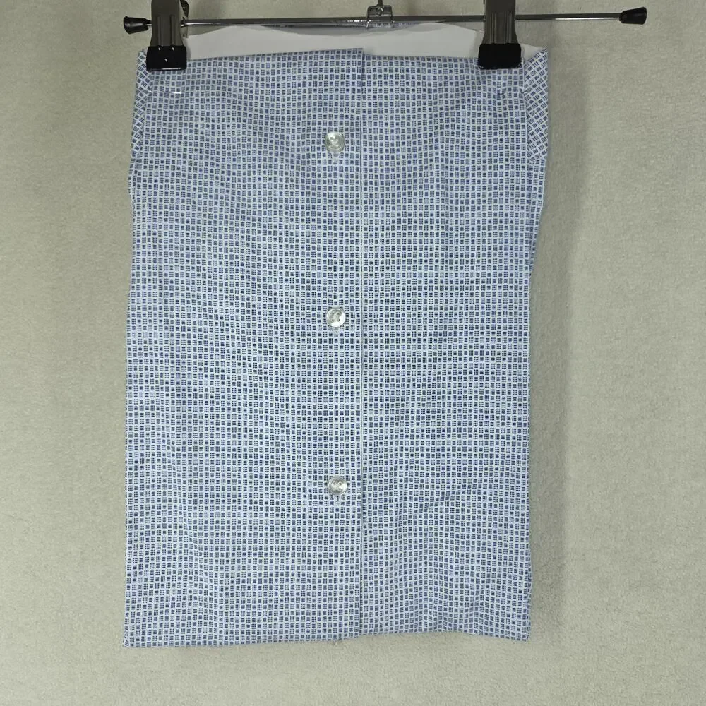 Calvin Klein Men Regular Fit Blue White Wrinkle Free Dress Shirt Large 16 16.5 - Picture 6 of 7